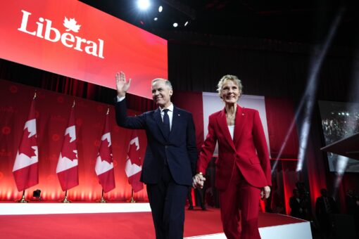 Mark Carney, Leader of the Liberal Party of Canada with his wife Diana Fox Carney