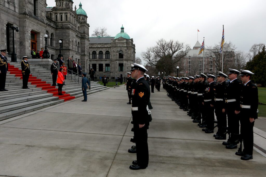 Lt.-Gov. Janet Austin arrives to inspect the Guard of Honour